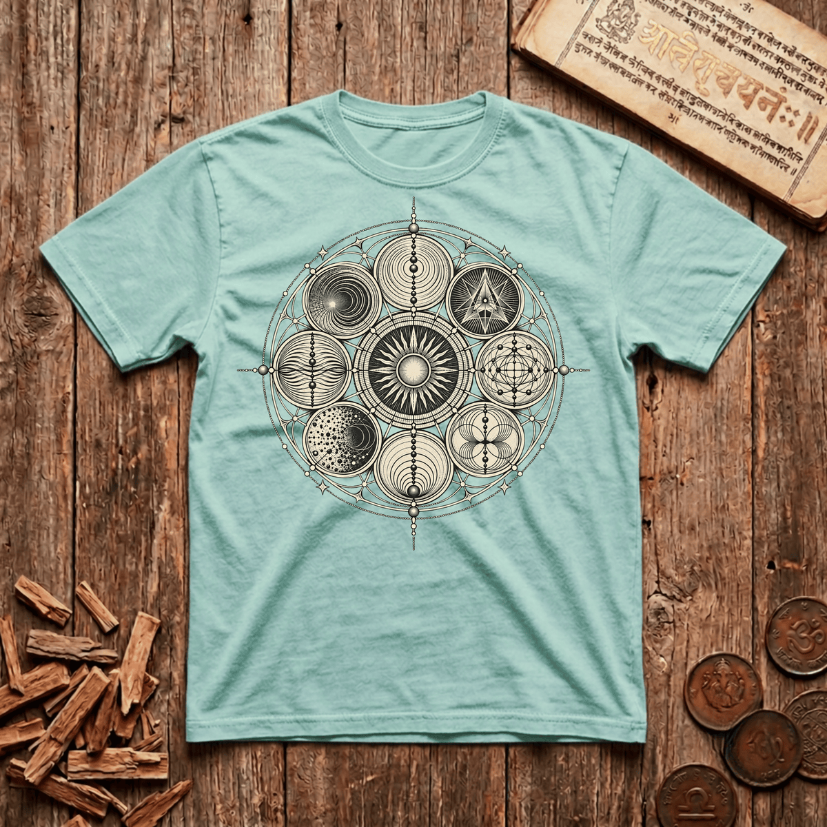 Ninefold Orbit — Navagraha Mandala - T-Shirt