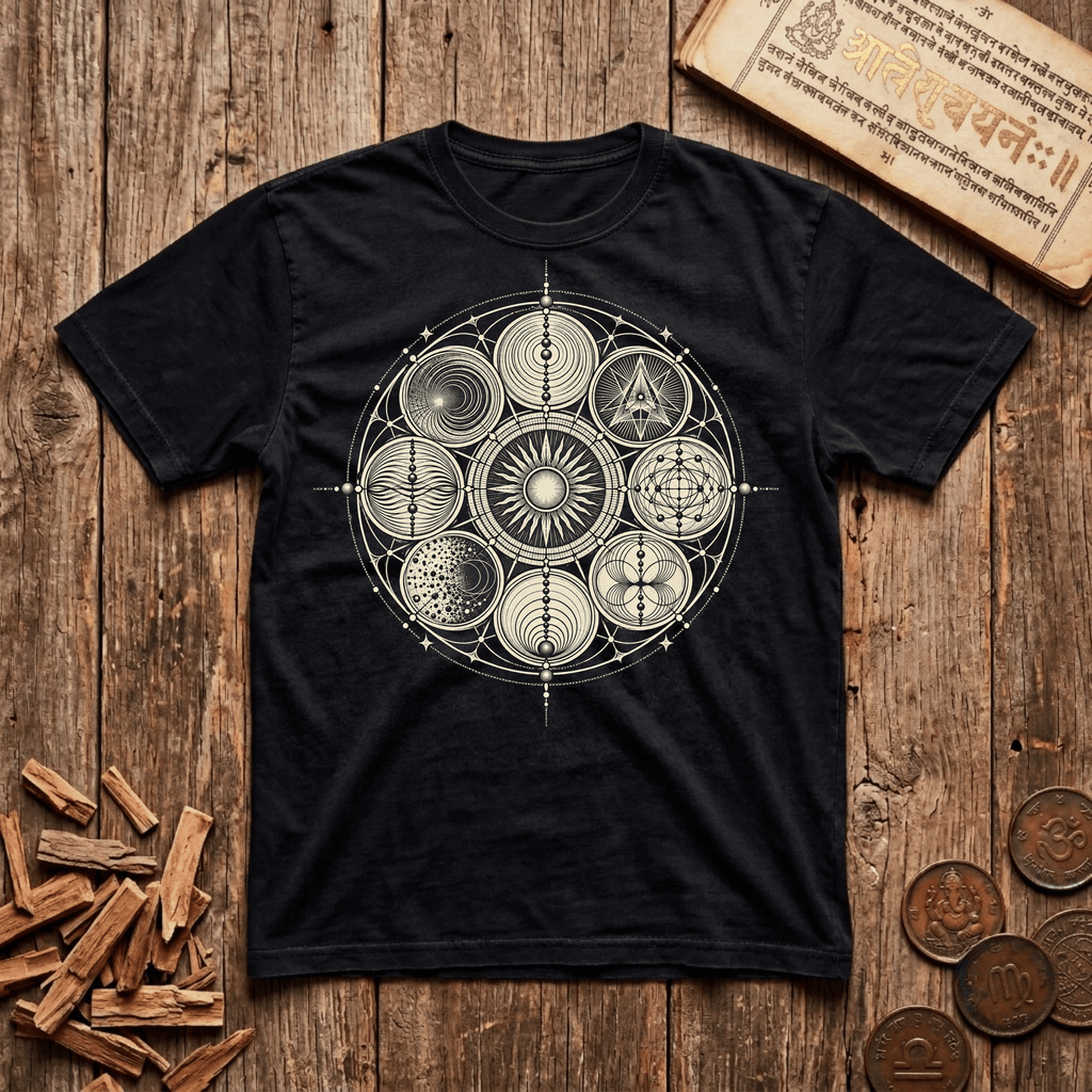 Ninefold Orbit — Navagraha Mandala - T-Shirt