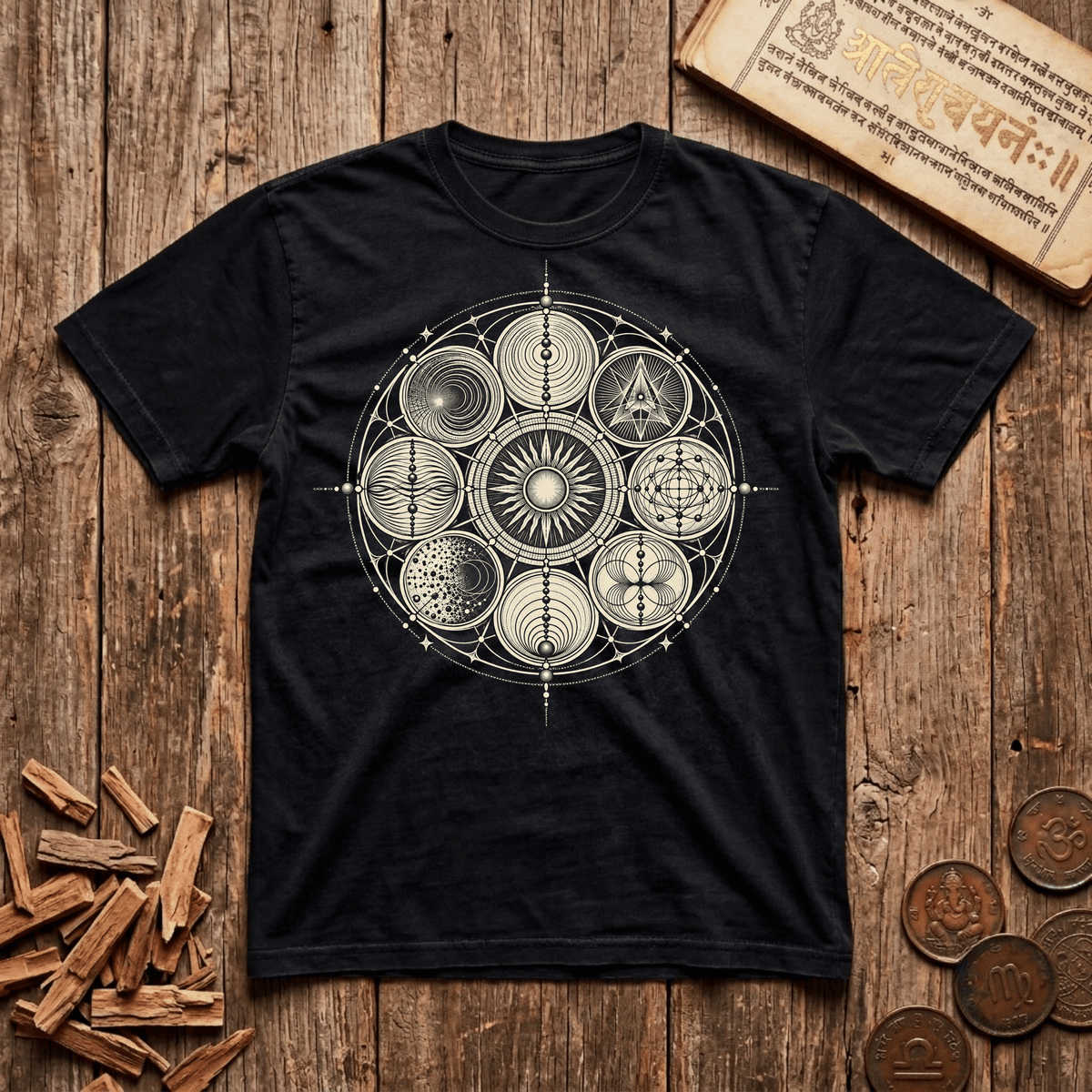 Ninefold Orbit — Navagraha Mandala - T-Shirt