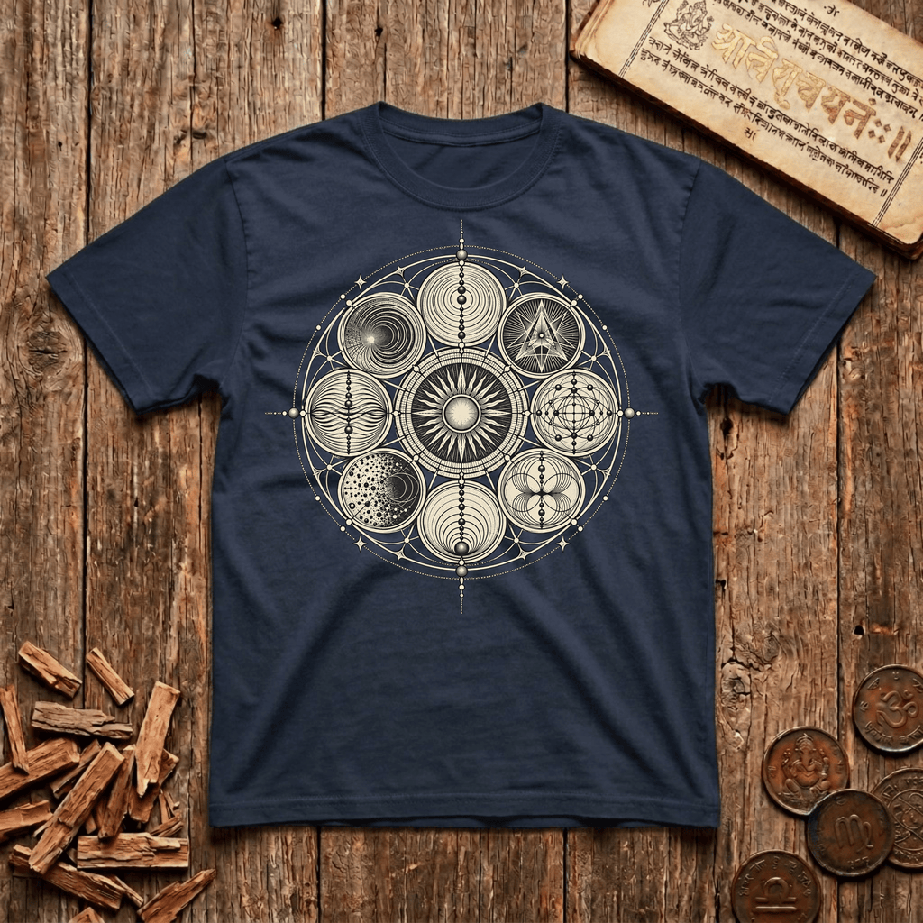 Ninefold Orbit — Navagraha Mandala - T-Shirt