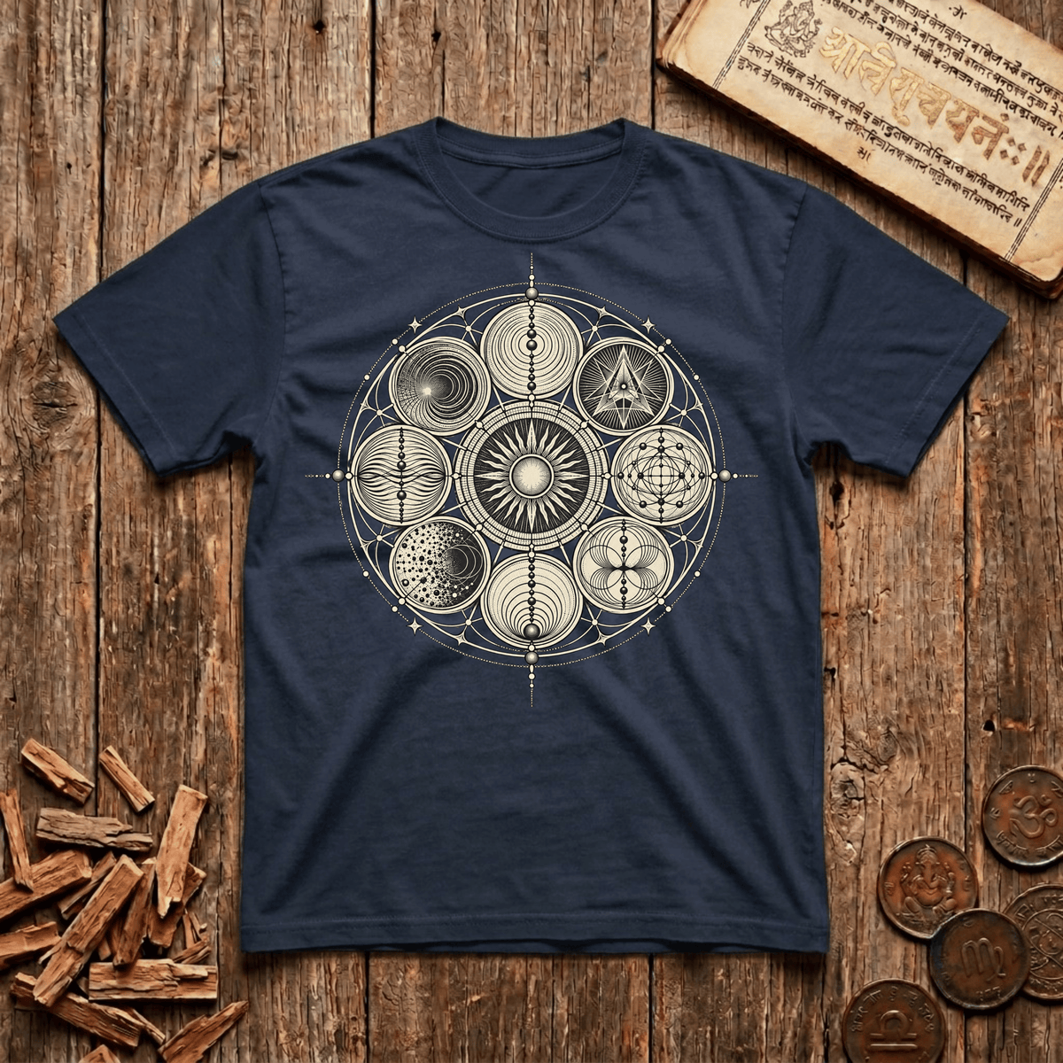 Ninefold Orbit — Navagraha Mandala - T-Shirt