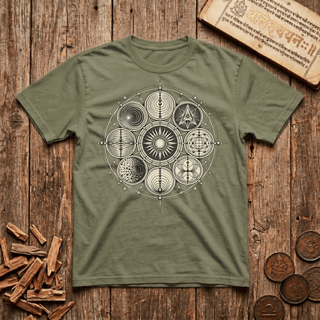 Ninefold Orbit — Navagraha Mandala - T-Shirt