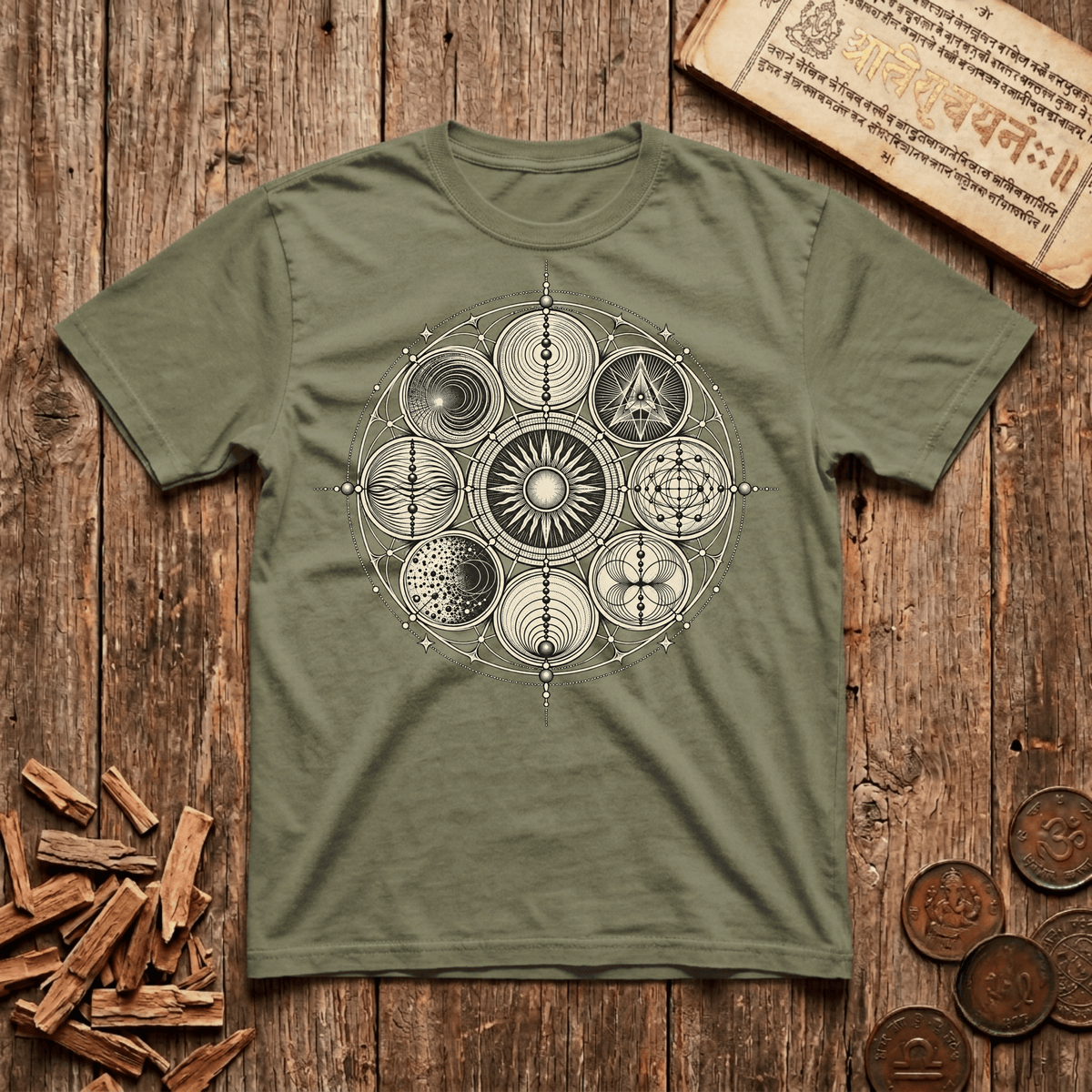 Ninefold Orbit — Navagraha Mandala - T-Shirt