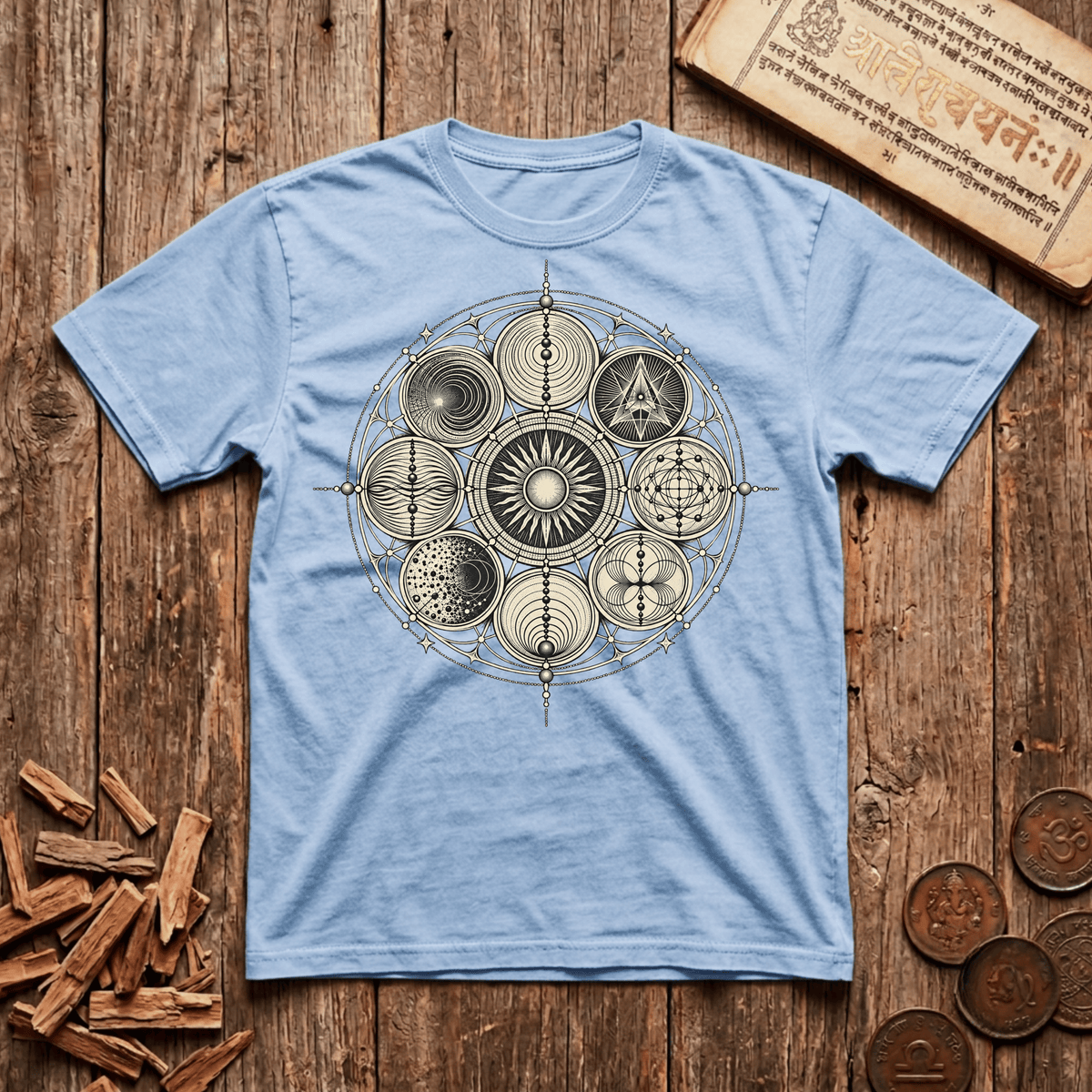 Ninefold Orbit — Navagraha Mandala - T-Shirt