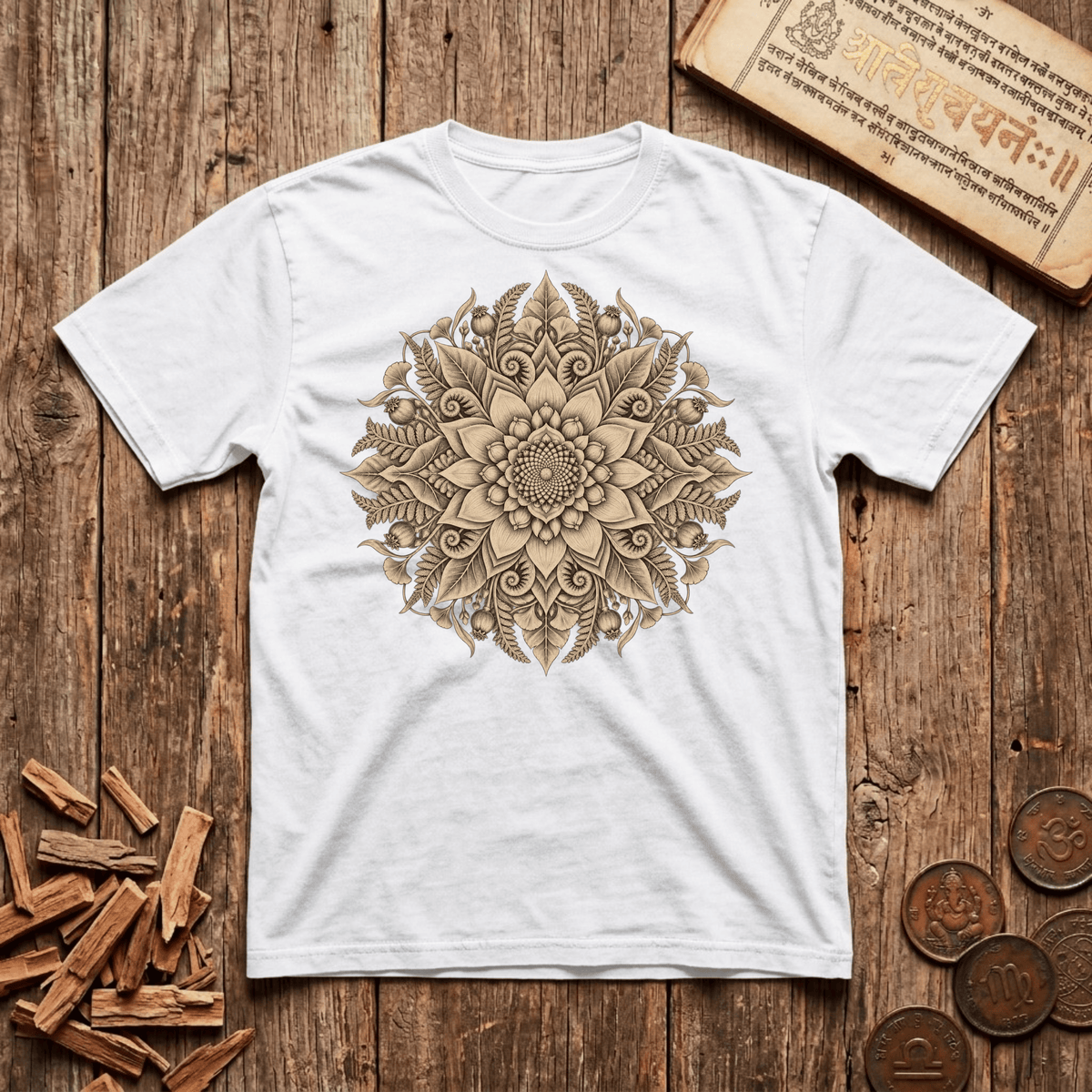 The Living Mandala — Nature's Geometry - T-Shirt