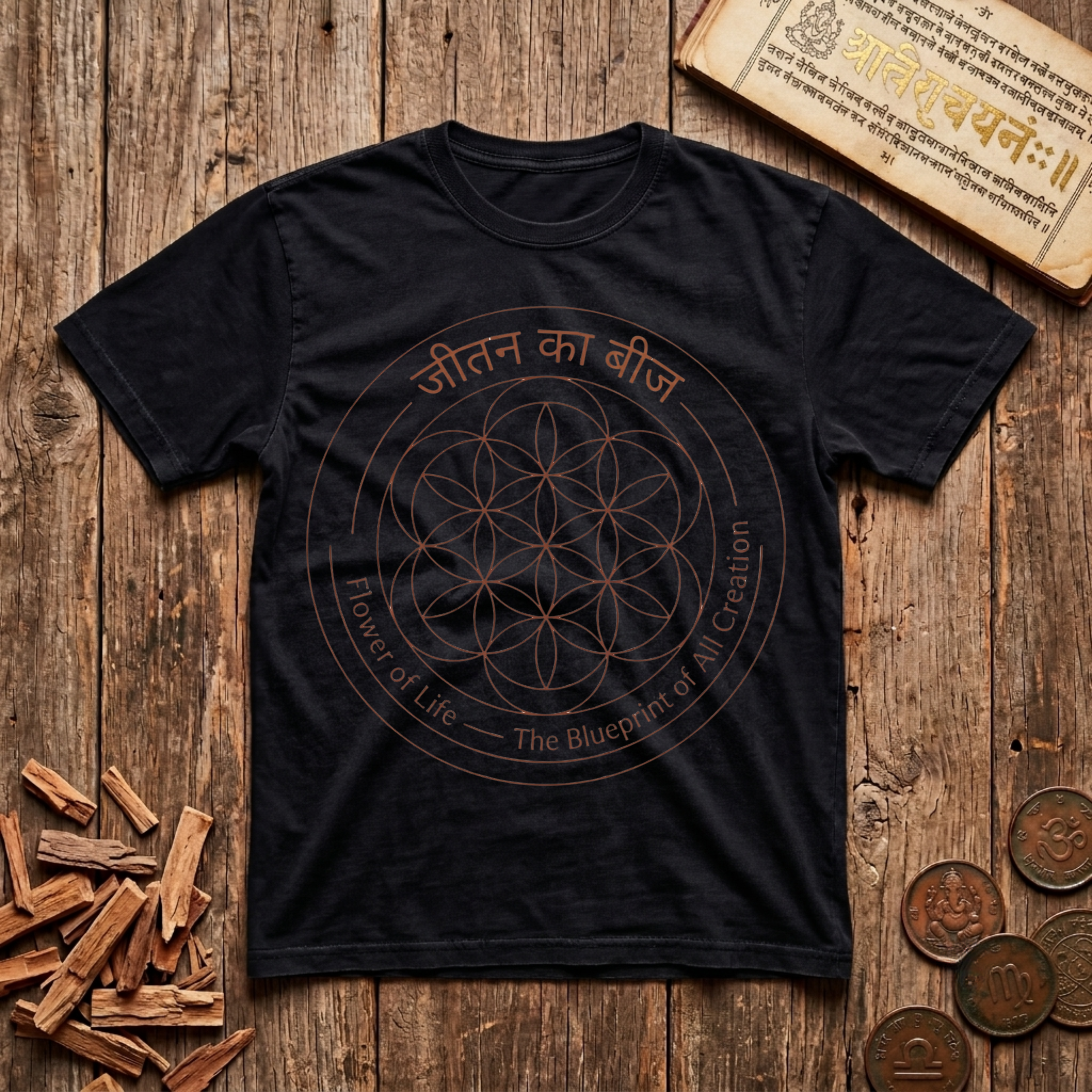 Flower of Life - The Blue Print of All Creation - T-Shirt