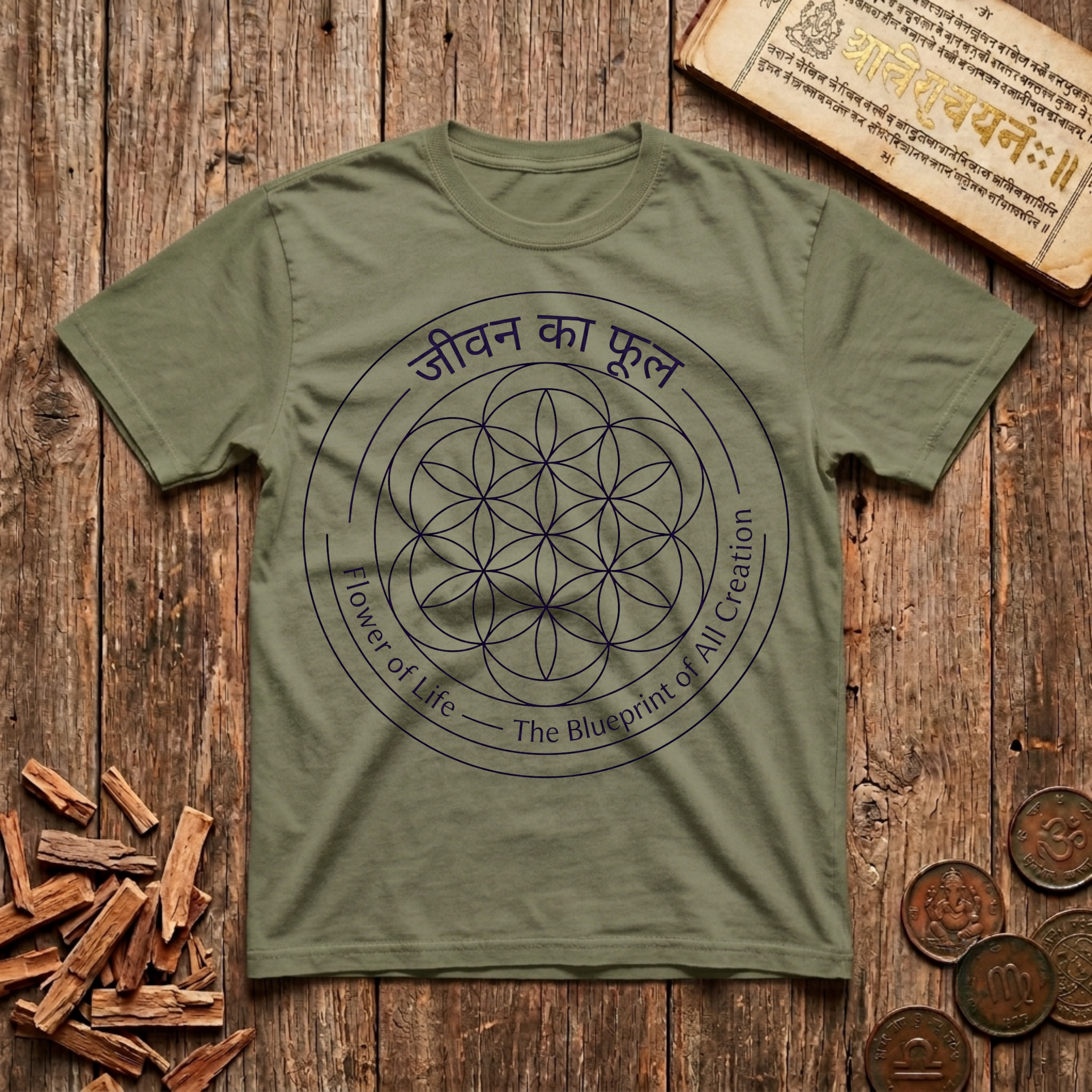 Flower of Life - The Blue Print of All Creation - T-Shirt