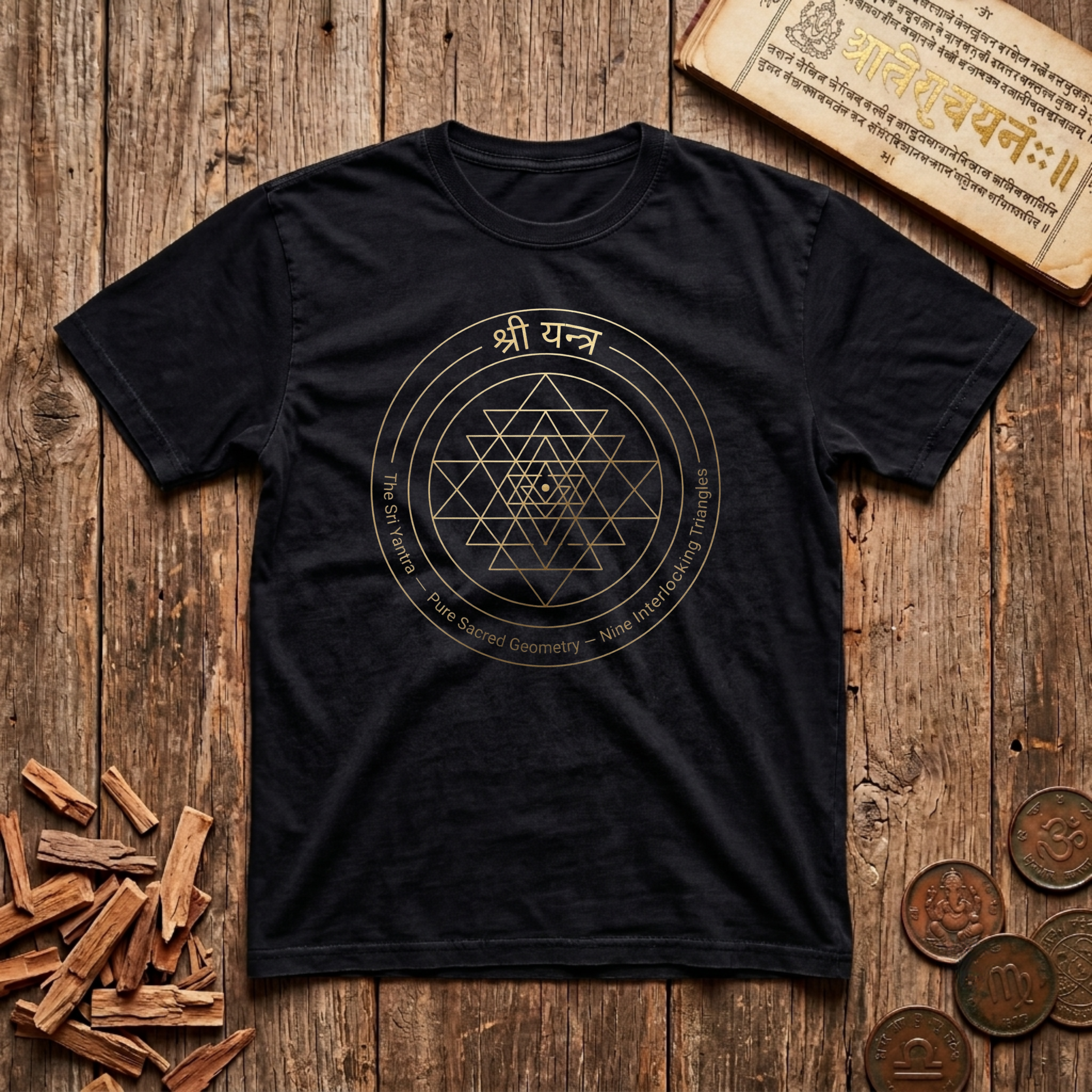 The Sri Yantra - 9 Interlocking Triangles T-Shirt
