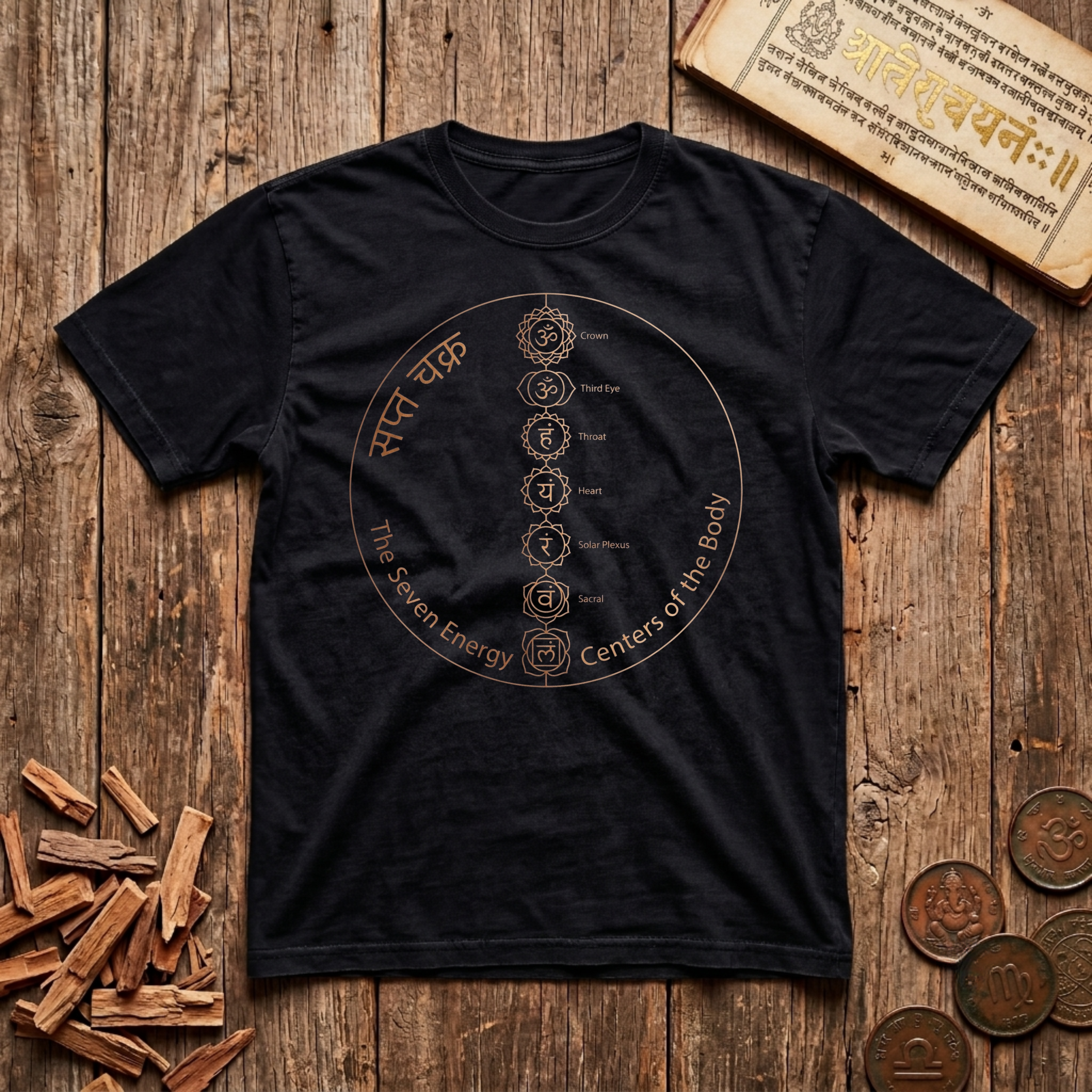 7 Centres of Body T-Shirt — The Light Body Sacred Geometry Tee