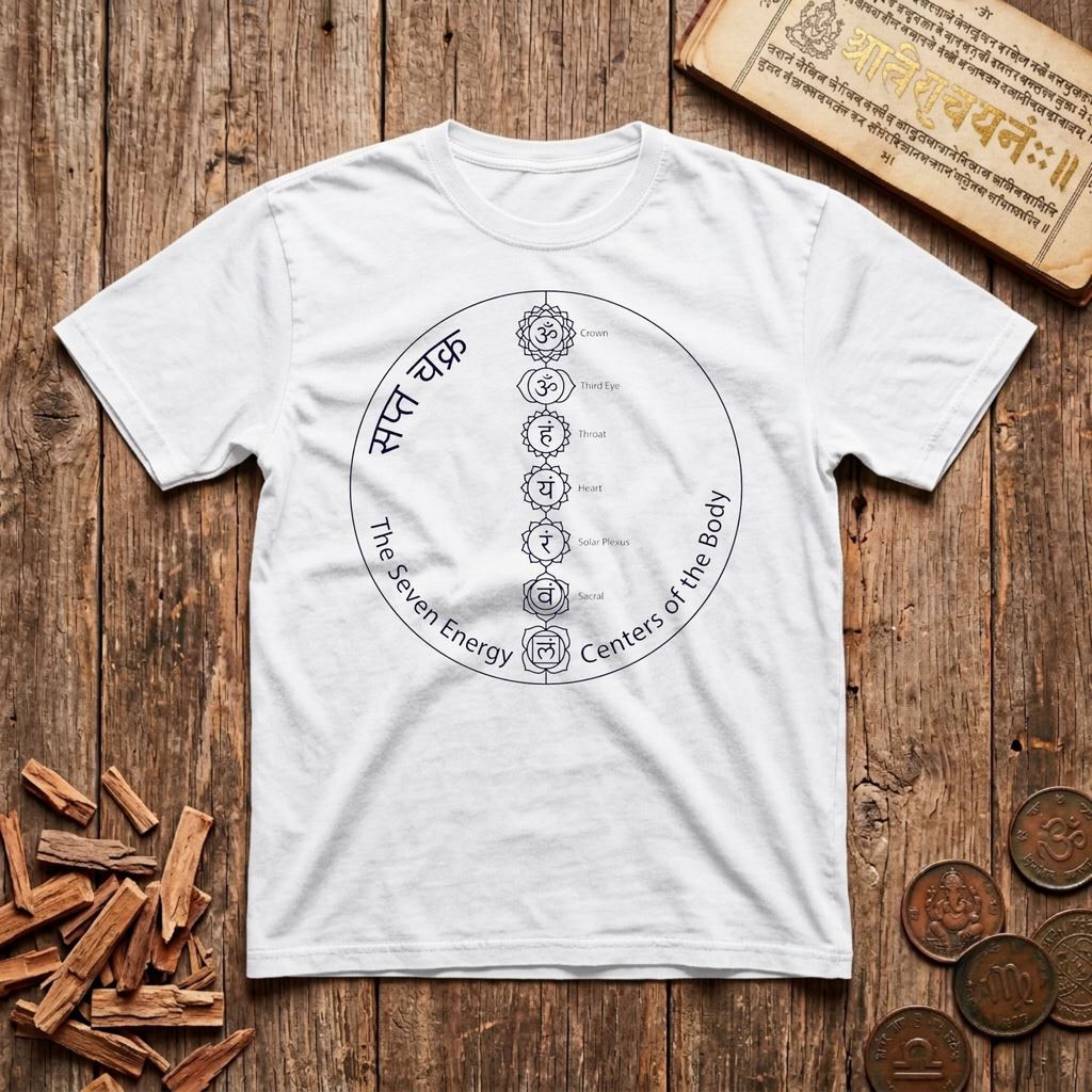 7 Centres of Body T-Shirt — The Light Body Sacred Geometry Tee