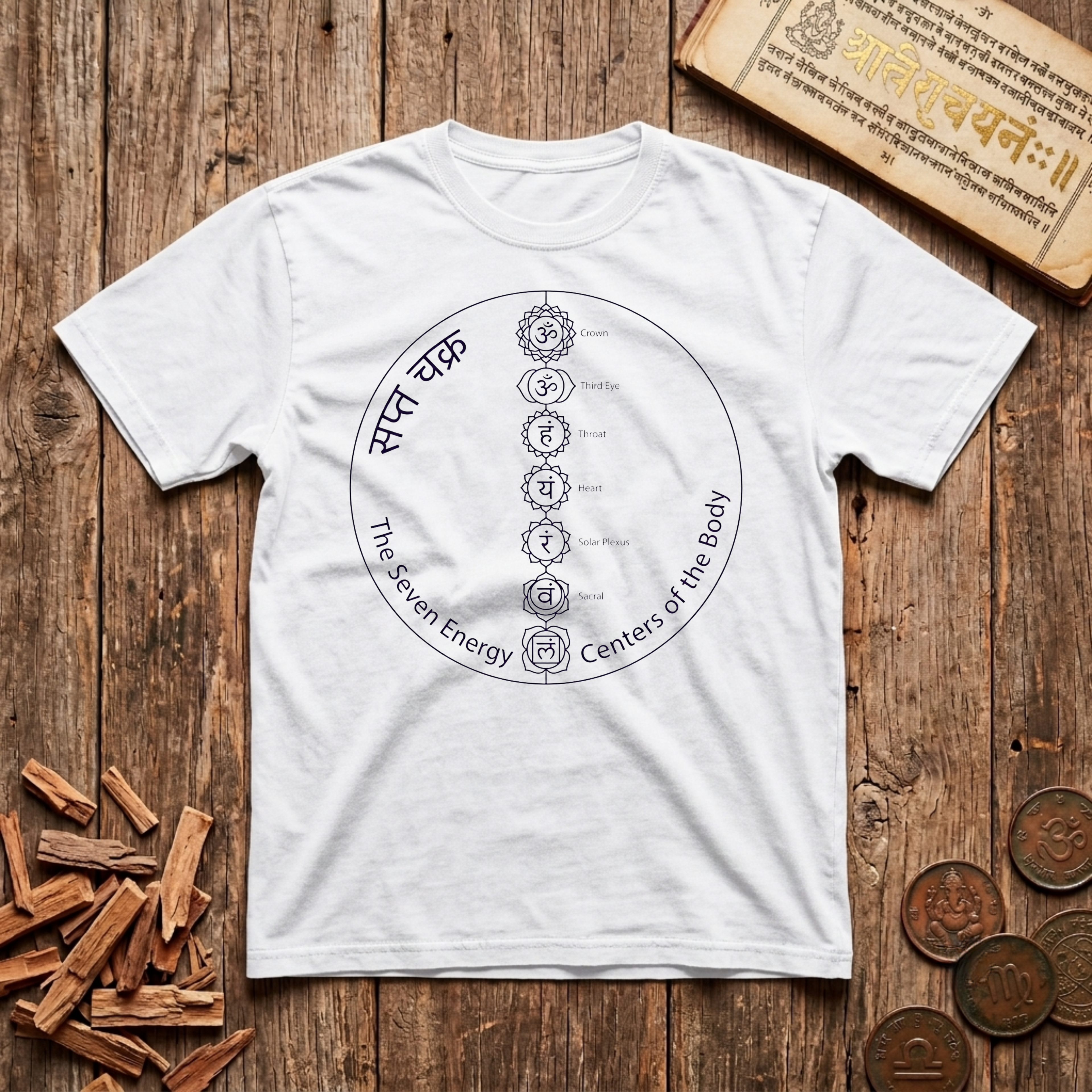 7 Centres of Body T-Shirt — The Light Body Sacred Geometry Tee